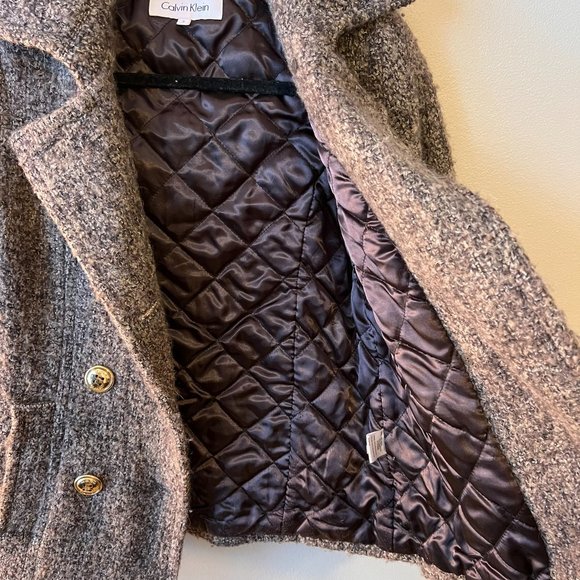 Calvin Klein Wool Blend Double Breasted Pea Coat Size 2 Brown/Gray - Picture 4 of 7